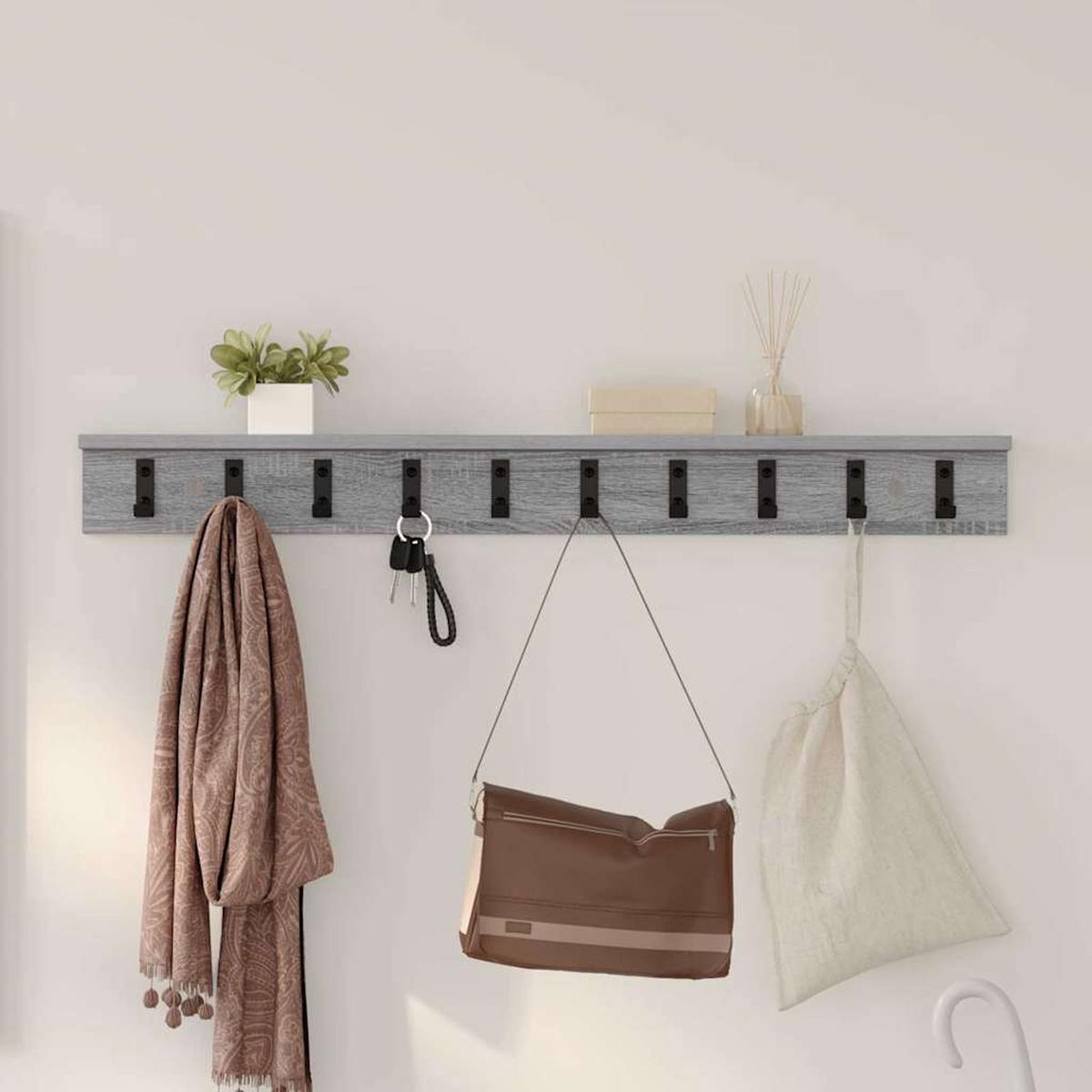 vidaXL Wall-Mounted Coat Rack Grey Sonoma 100 x 10.5 x 10.5 cm