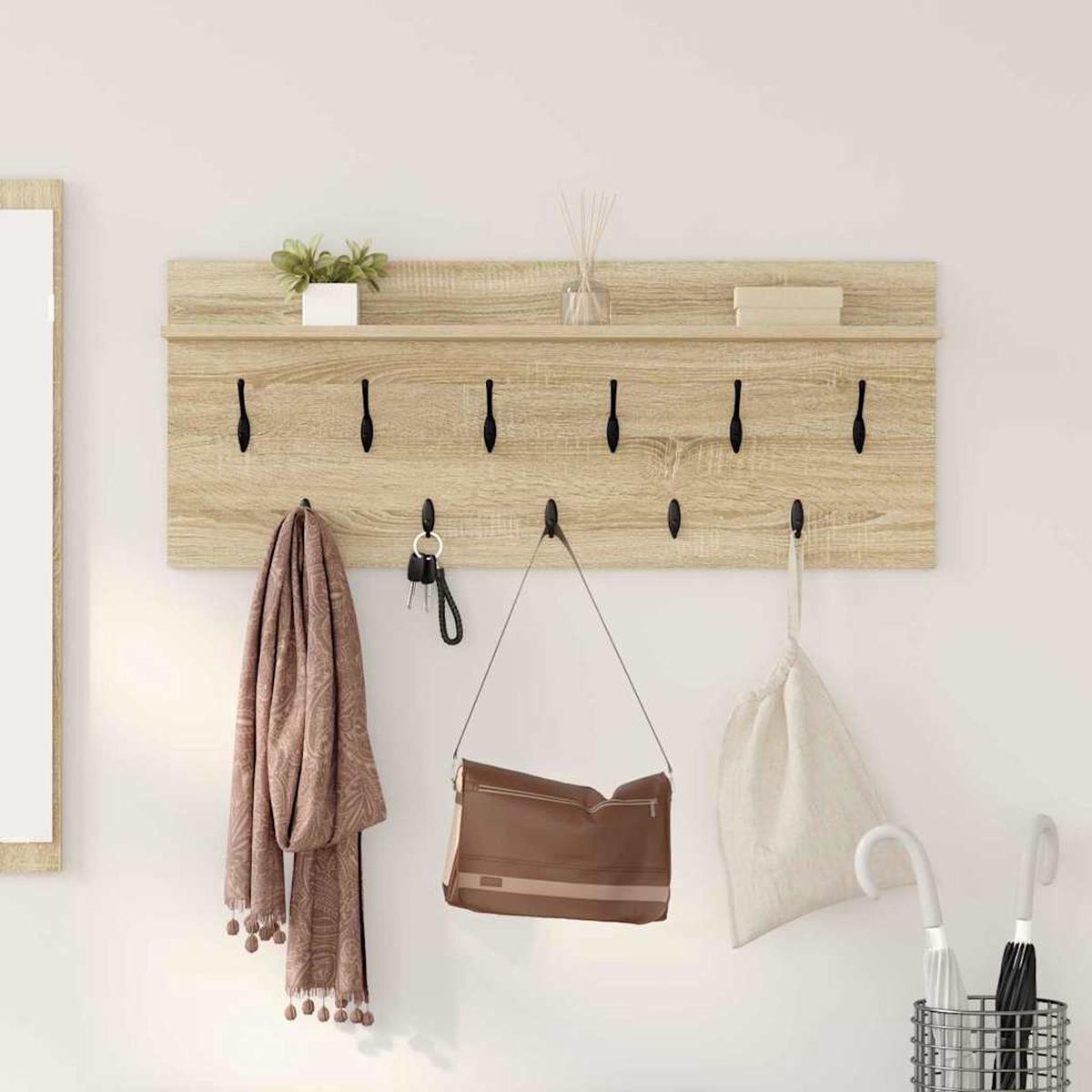 vidaXL Wall-Mounted Coat Rack with Shelf Sonoma Oak 100 x 40 x 12 cm