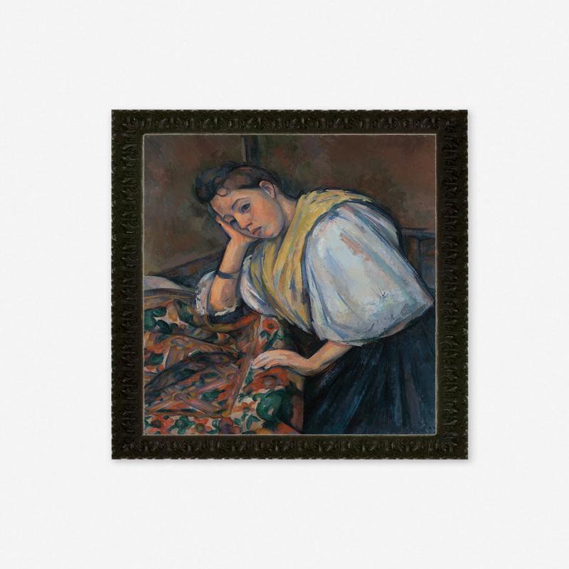 Young Italian Woman at a Table Wall Art by Paul Cezanne Gold 22 x 17.7 Framed