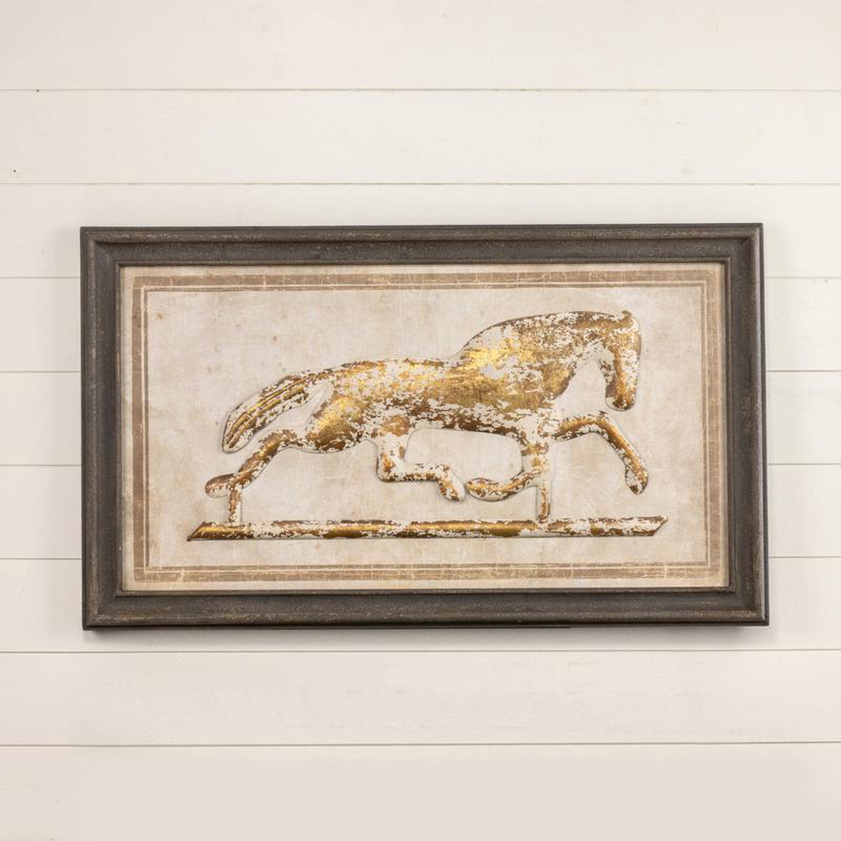 488221 Framed Metal Horse