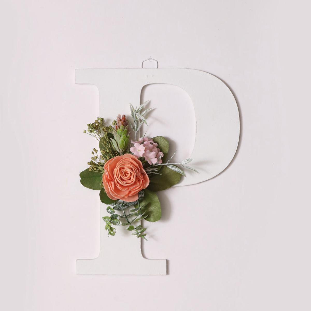 White Floral Alphabets - P