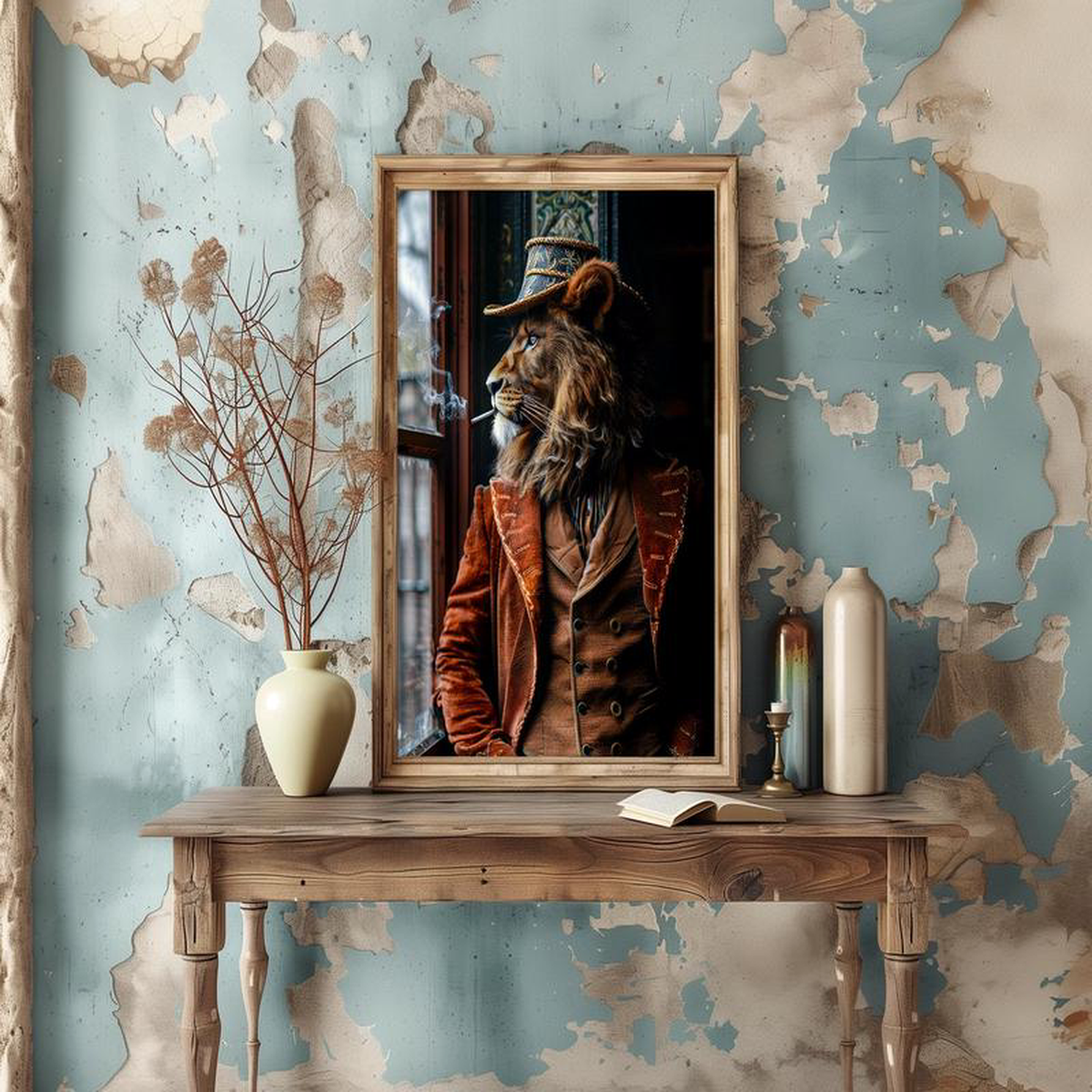 821510 Dapper Lion Smoking Print Wall Decor