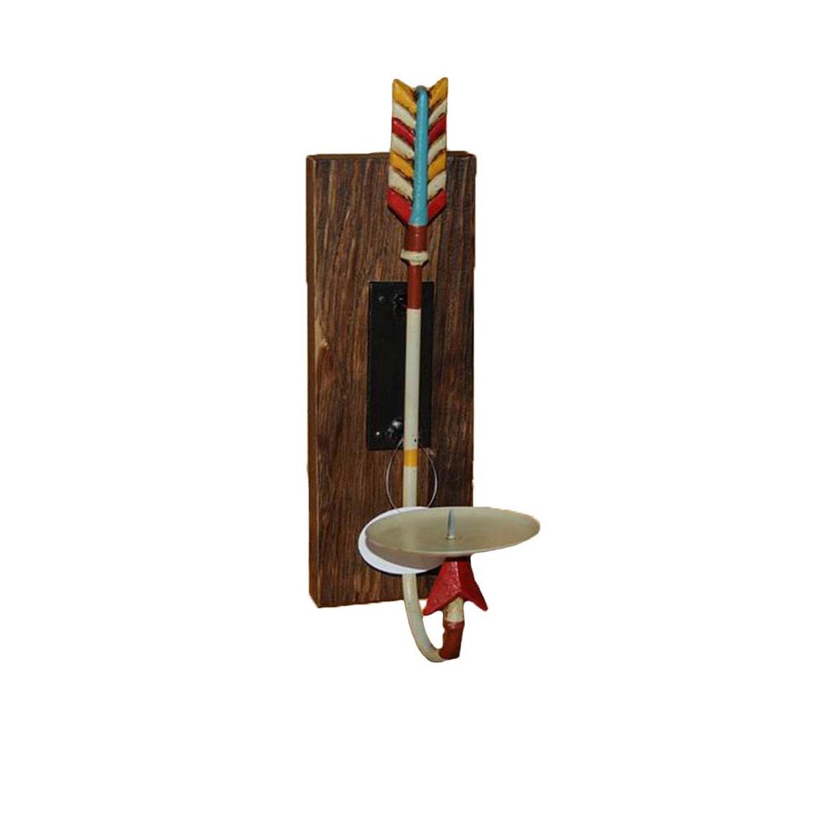 Wall Dcor - Metal Arrow & Wooden Pillar Wall Sconce, 4 Per Carton - Brown