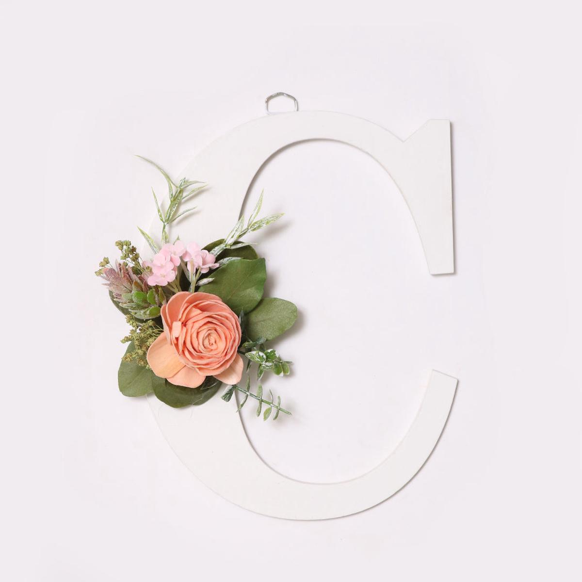White Floral Alphabets - C