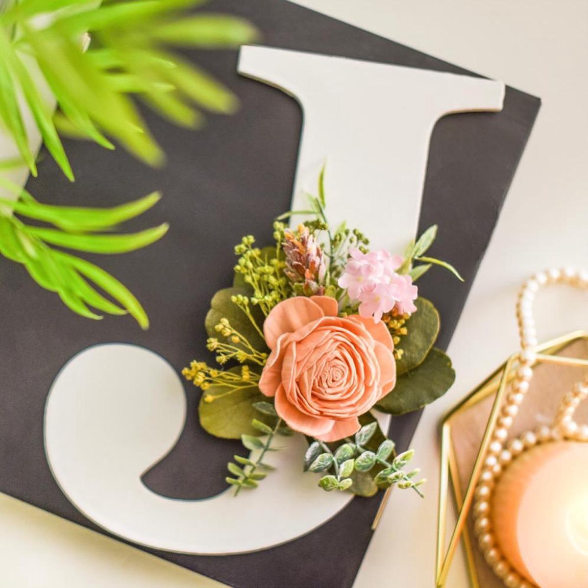 White Floral Alphabets - J