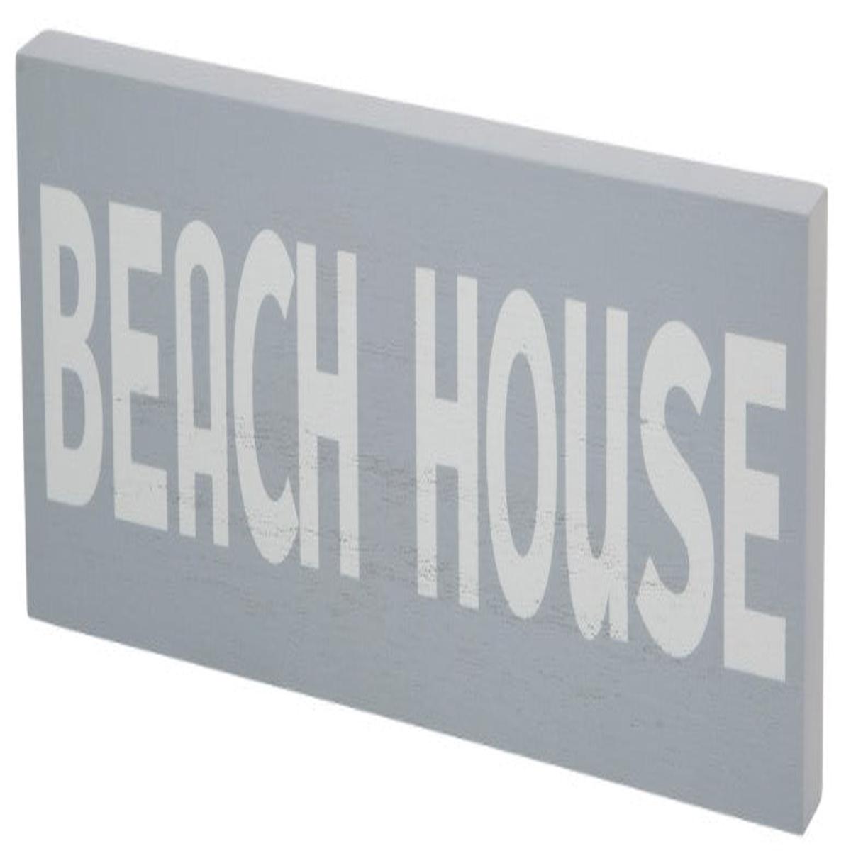 *12x4in Beach House Sign, Gray