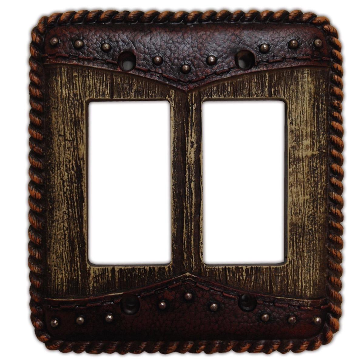 Woodgrain Switch Plate - 5" x 5" Woodgrain Double Yoke Double Rocker Wall Switch Plate 4 Per Carton - Multi