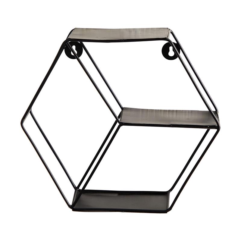 10 Black Matte Hexagon Wall Shelf