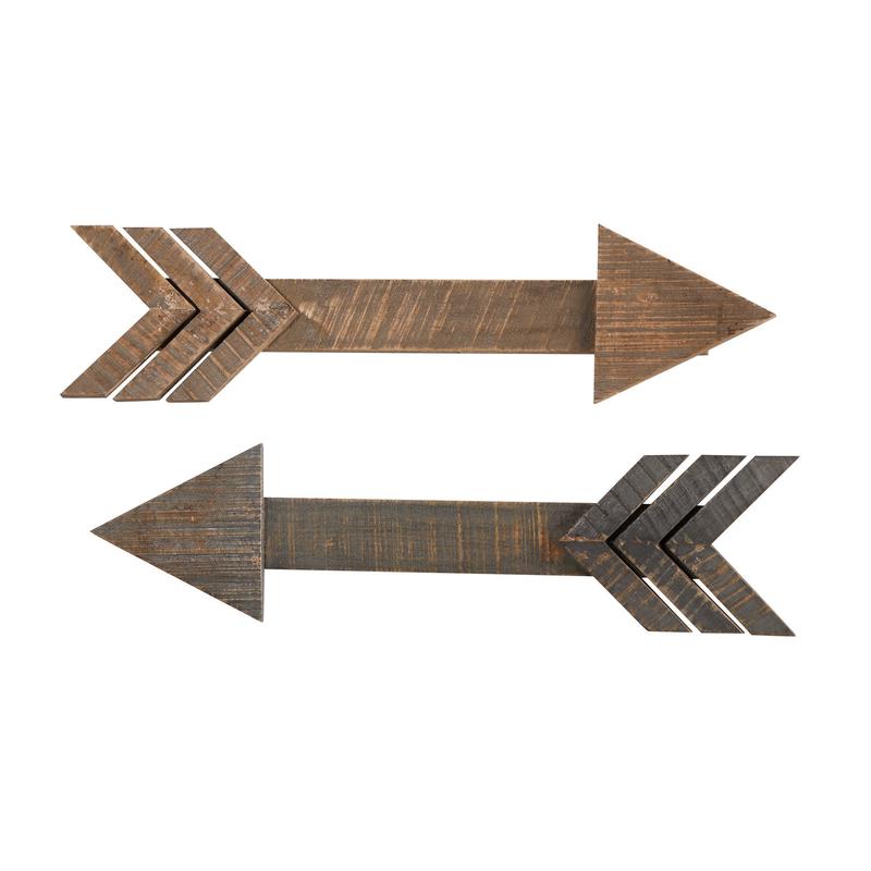 2' Rustic Wood Arrows Wall Art Dcor (Set of 2)