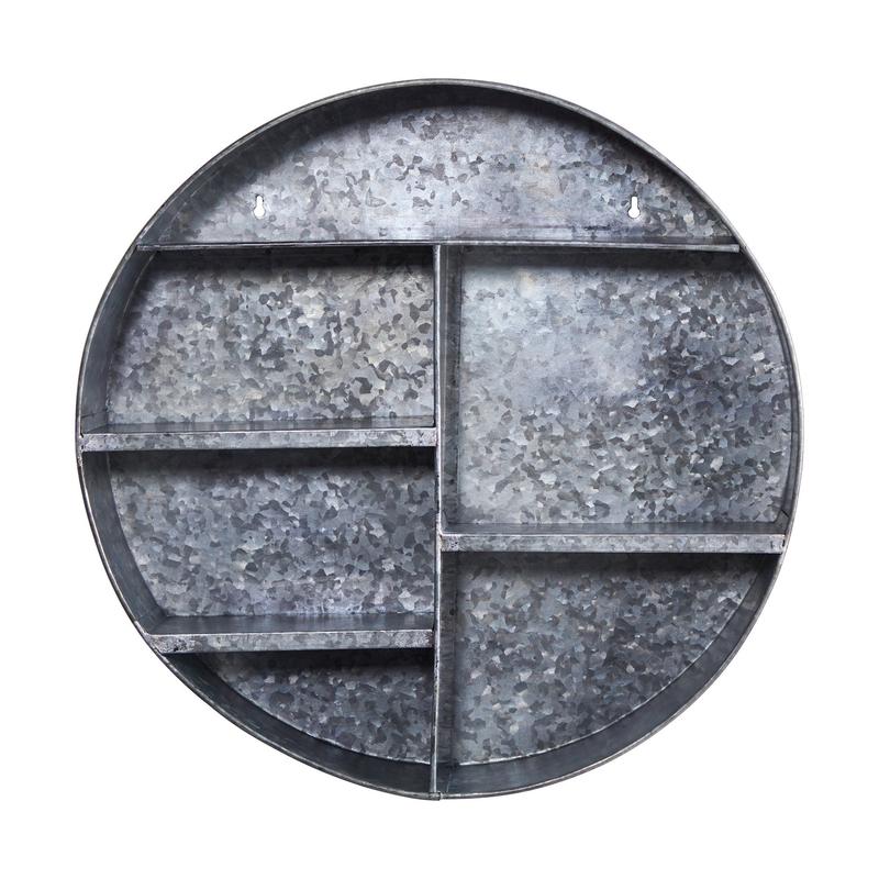 18 Galvanized Circular Metal Wall Mounted Shelf with Four Tier Shelves