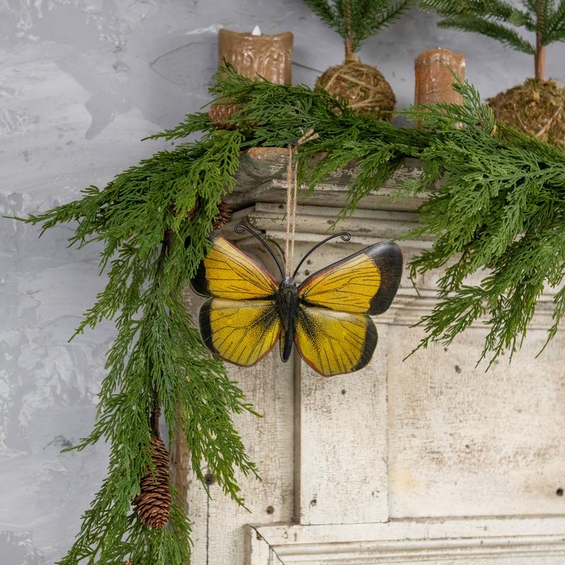 8" Black & Yellow Butterfly Metal Wall Decor