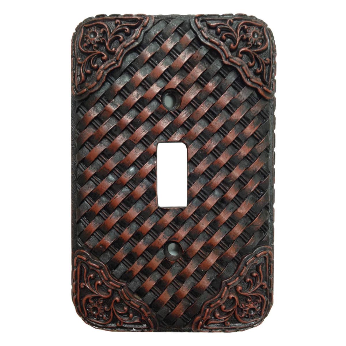 Weaver Switch Plate - 5" x 3.5" Tooled Resin Weaver Single Wall Switch Plate 4 Per Carton - Brown