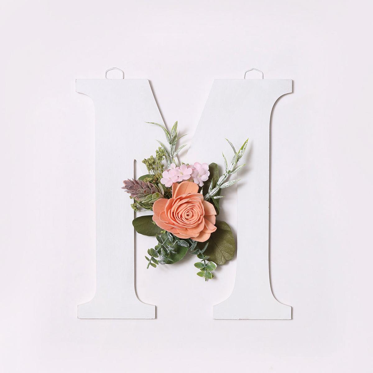 White Floral Alphabets - M