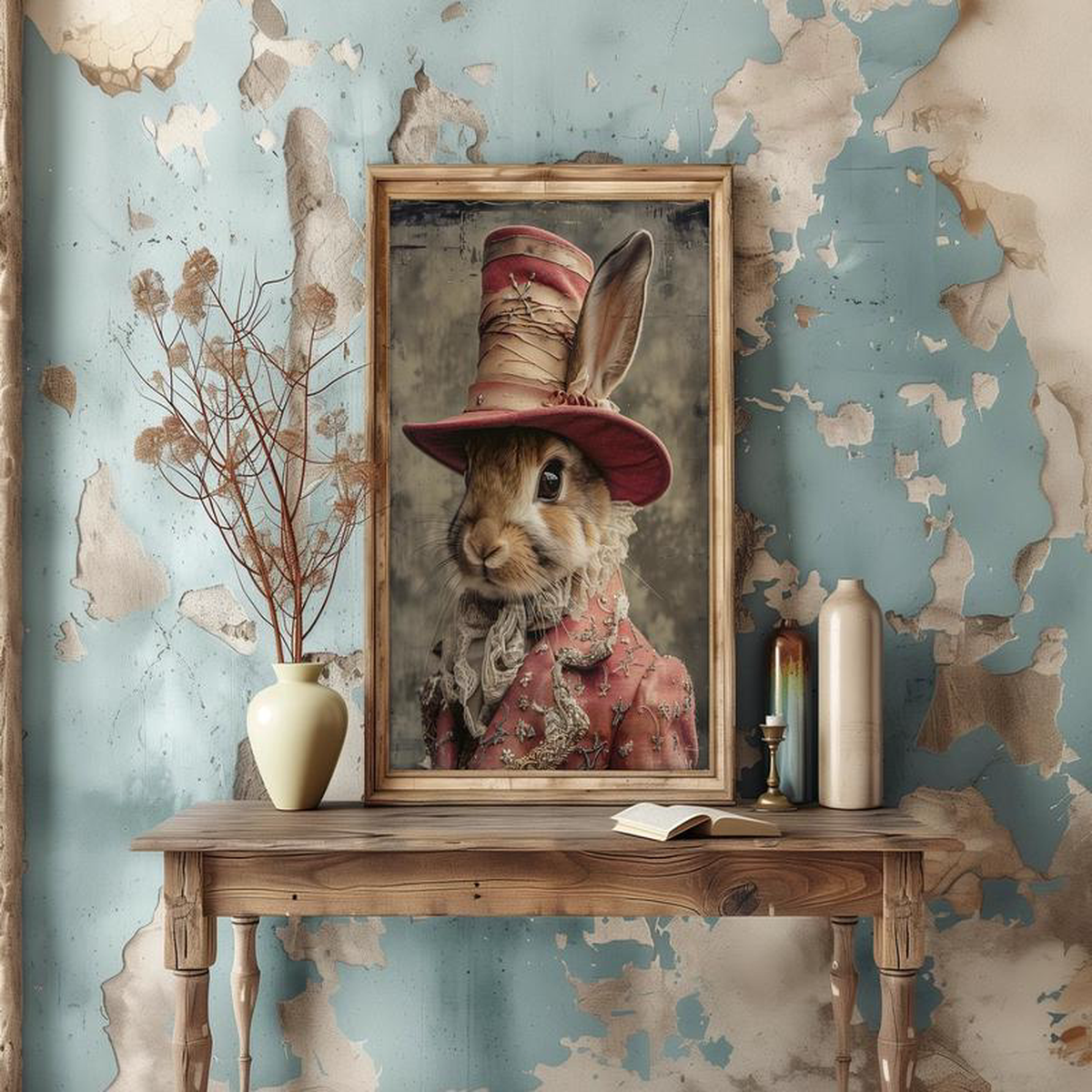 821510 Denny Bunny Vintage Style Print Wall Decor