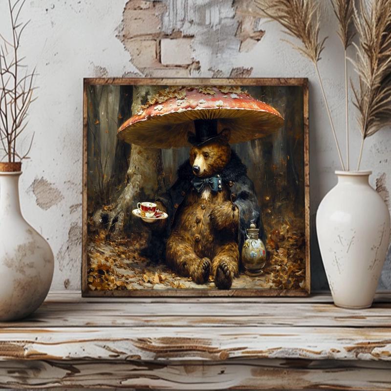 8x10 Bear Tea Party Vintage Style Print Wall Decor