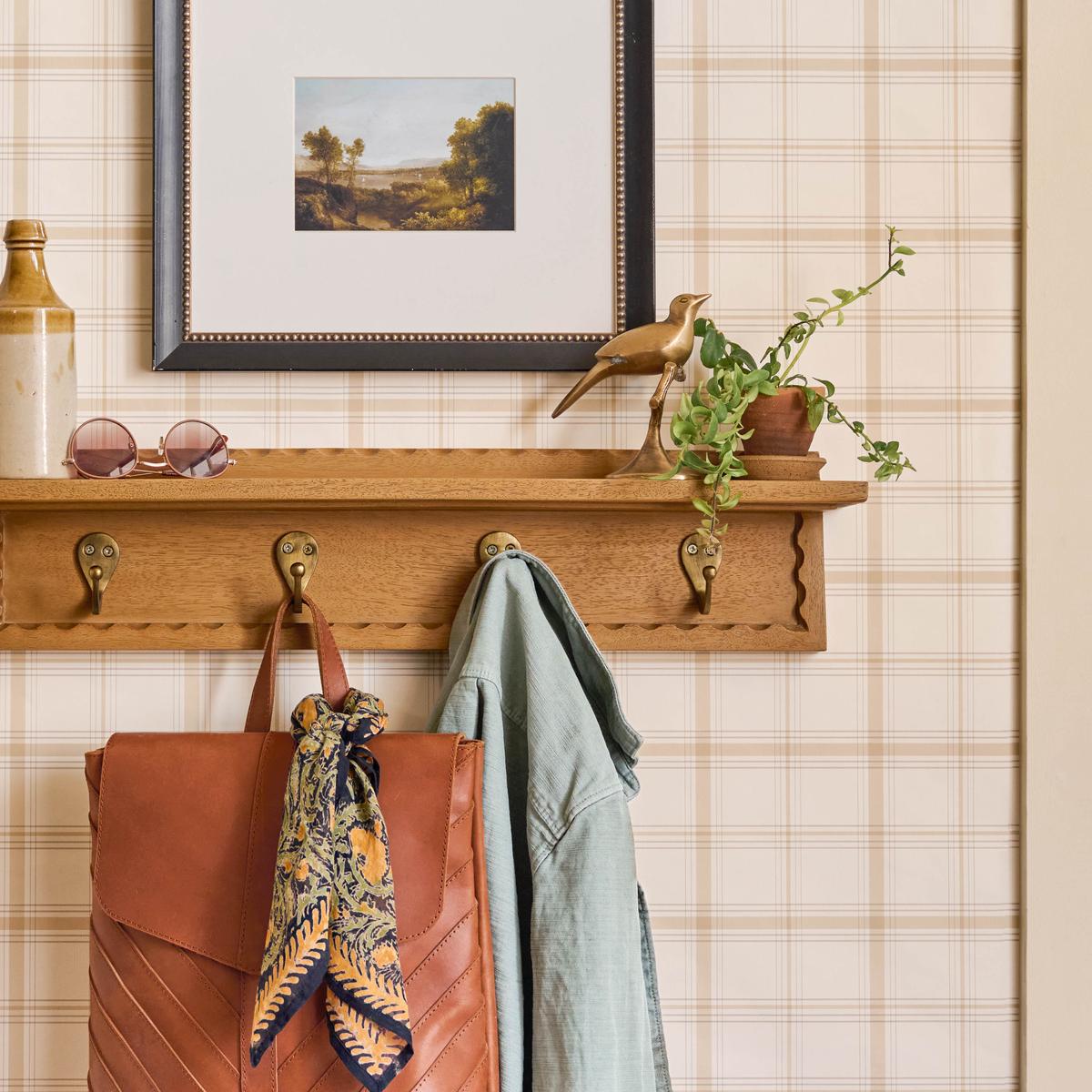 Wade Wood Wall Shelf with Hooks