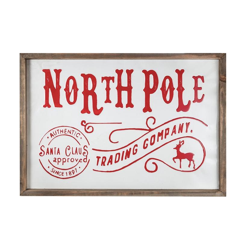 Wood North Pole Trading Company Wall Sign