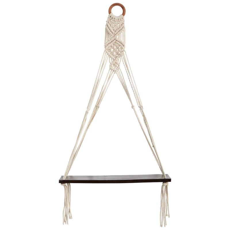 25 x 16 Macrame Wall Hanging with Wooden Shelf