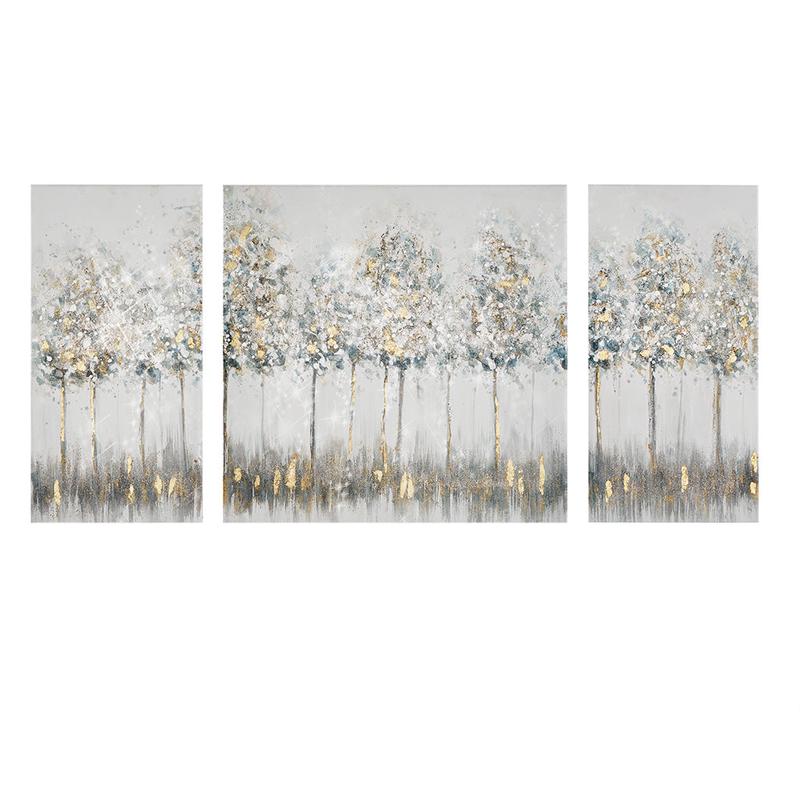 3-Piece Gold Foil Triptych Wall Art Set