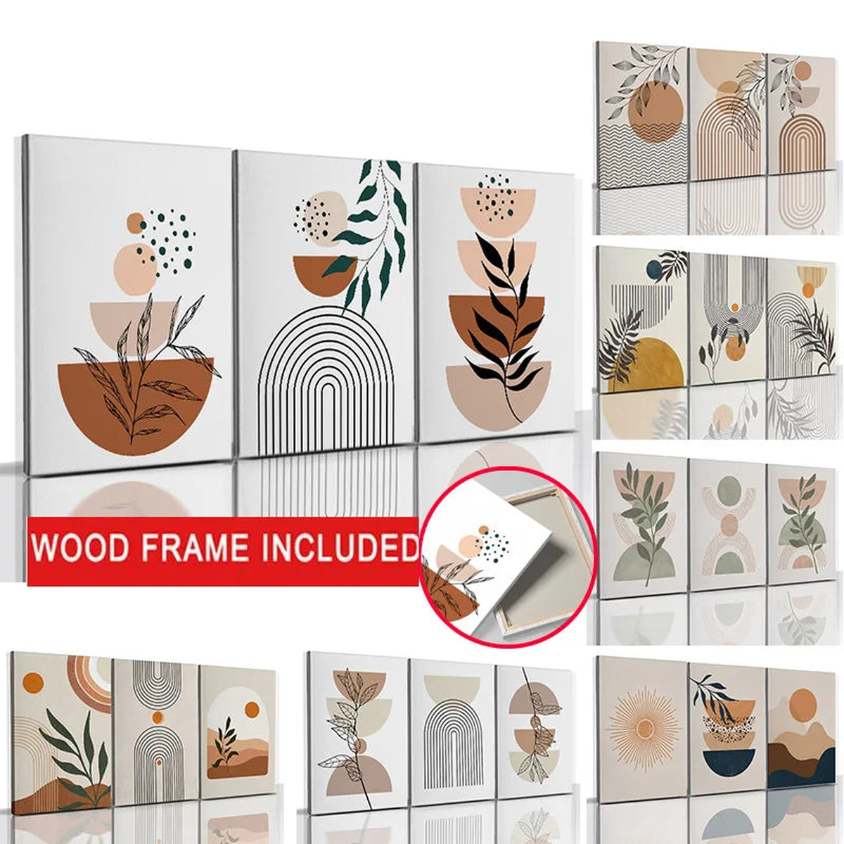 Abstract Orange Leaf Posters Set